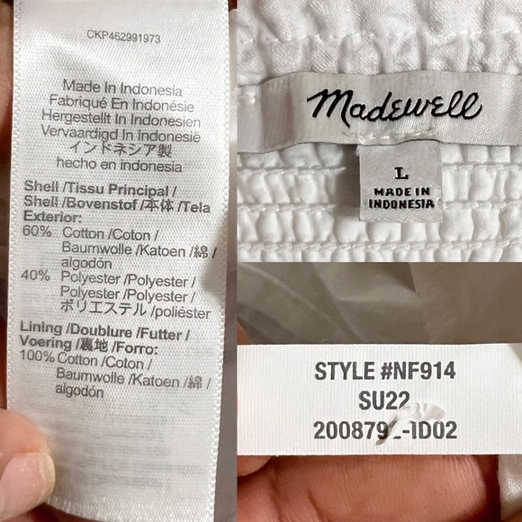 Madewell Puff-Sleeve A-Line Mini Dress in Seersucker Stripe Size L - Picture 10 of 10